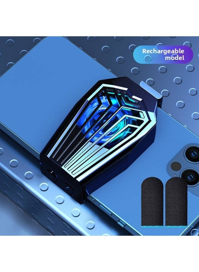 Mobile Phone Radiator Cooling Wireless Charging Back Clip Water Fan Game Must Be Suitable For Android Apple-Color:Air-cooled Ice Clamp 【rechargeable Version】 + Finger Cots - Quiet Black - Image 1